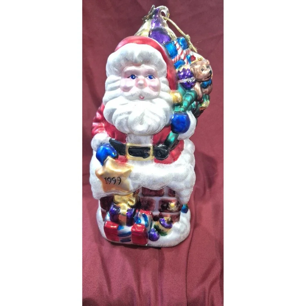 Lumiere Glass Hand Crafted Blown Glass Santa Claus Figurine 1999 Brass Key EUC